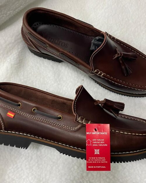 NAUTICOS CABALLERO BURLON  PIEL  COSIDO MARRON