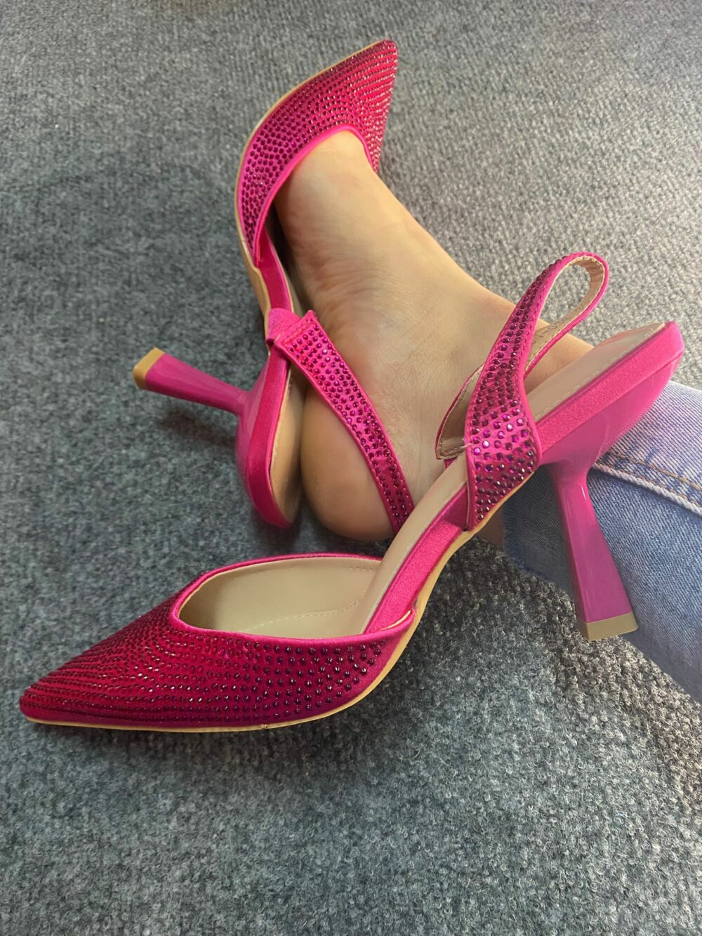 STILETTOS BRILLITOS 9CM Y MEDIO DE TACON FUCSIA