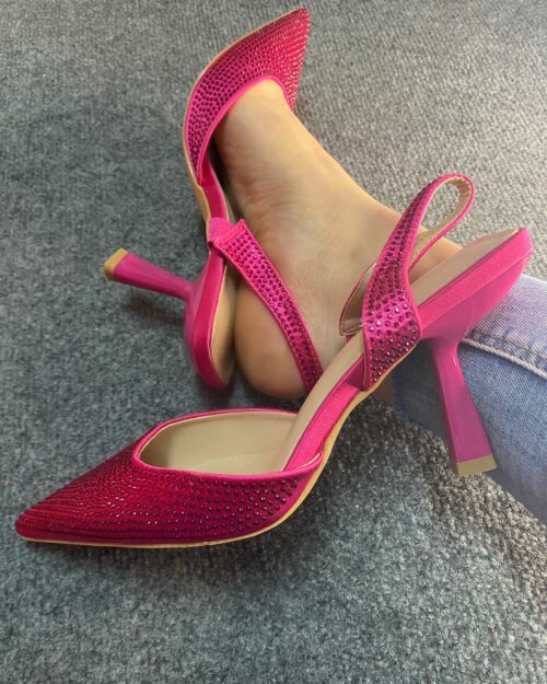 STILETTOS BRILLITOS 9CM Y MEDIO DE TACON FUCSIA