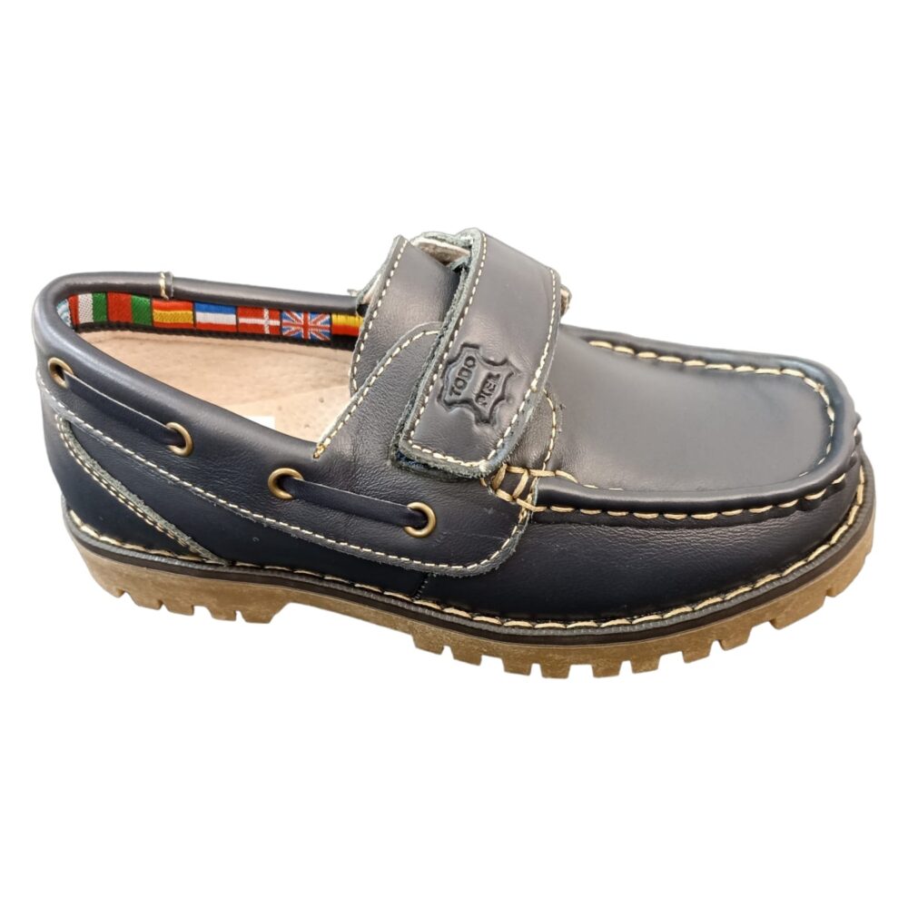 NAUTICOS NIÑO PIEL VELCRO MARINO