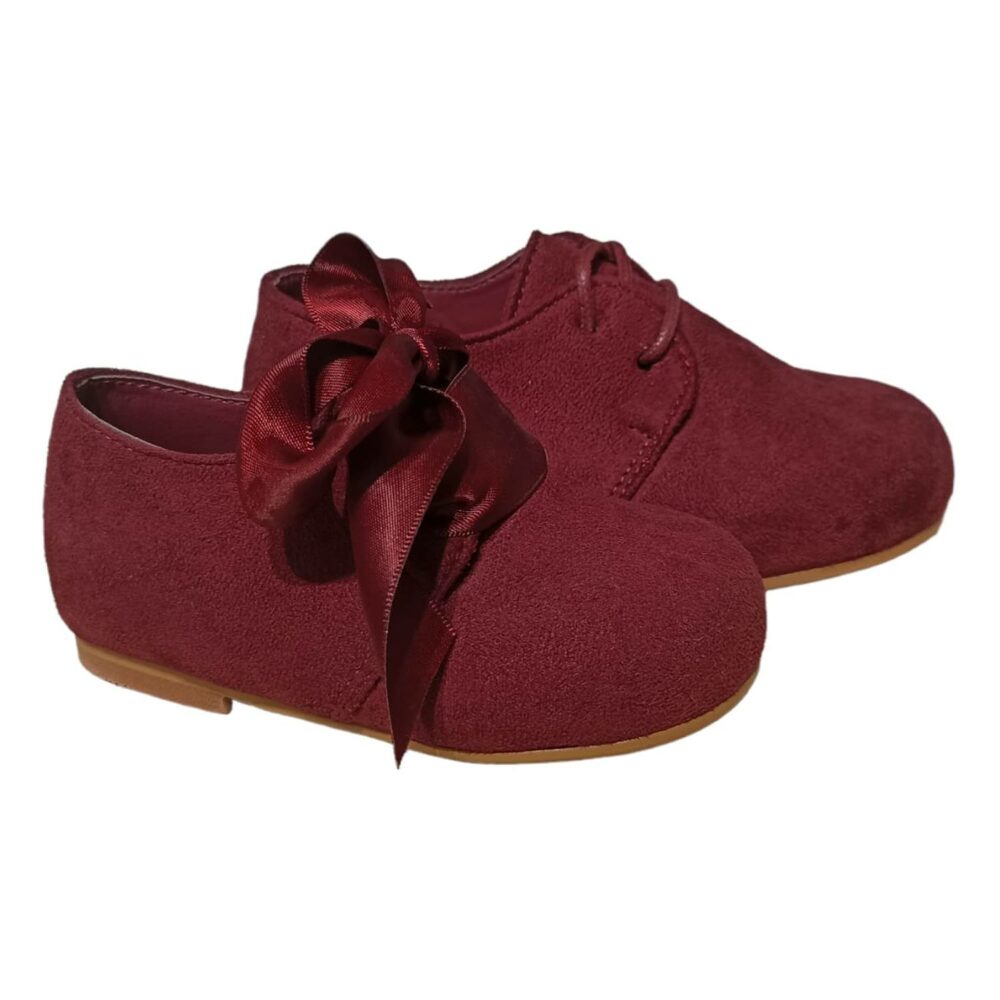 ZAPATITO BEBE SERRATEX CON LAZO Y CORDON BURDEOS