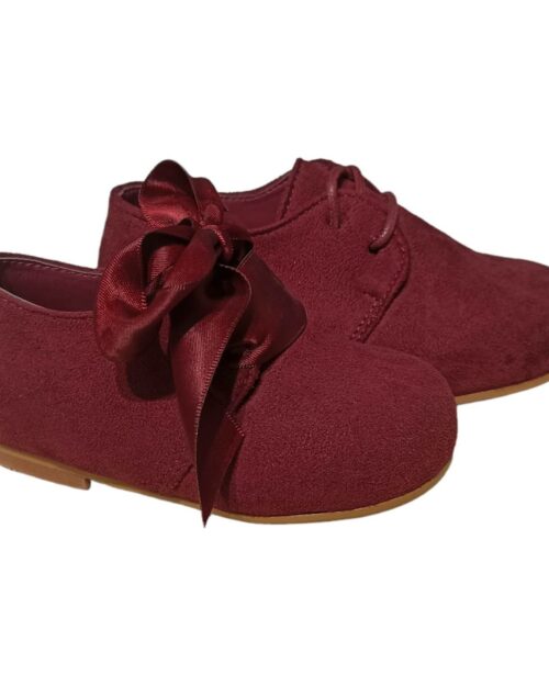 ZAPATITO BEBE SERRATEX CON LAZO Y CORDON BURDEOS