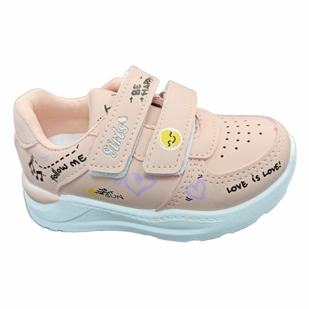 DEPORTIVA NIÑA EMOJI ROSA DOBLE VELCRO