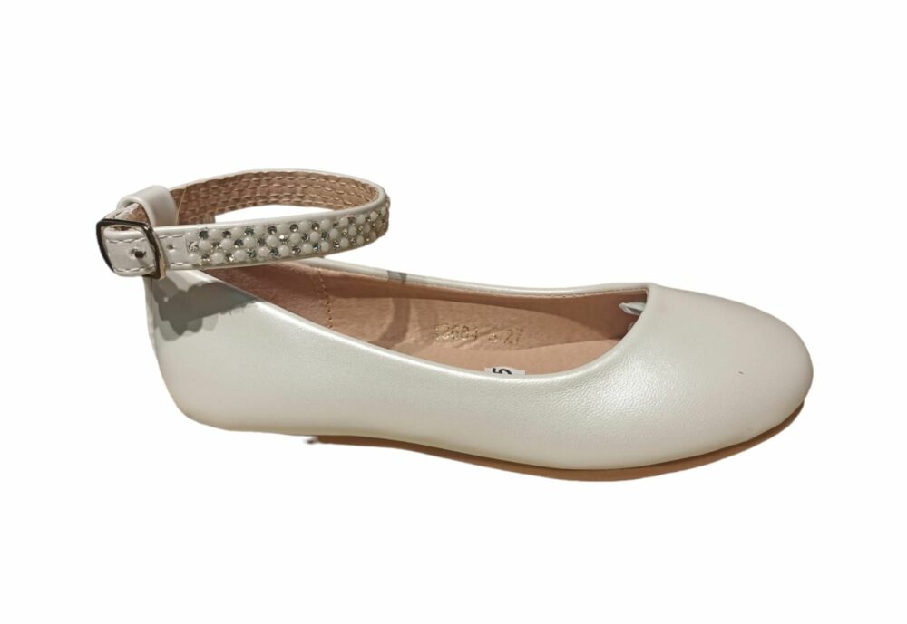 MANOLETINA ATADA TOBILLO BLANCO PERLAS