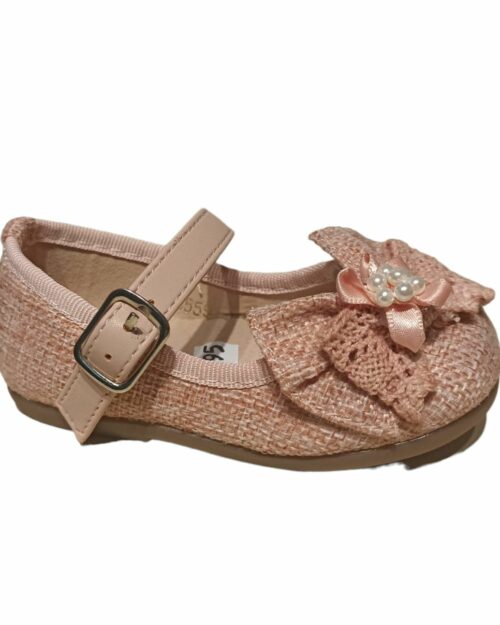 MERCEDITAS NIÑA LINO LAZO CROCHET ROSA
