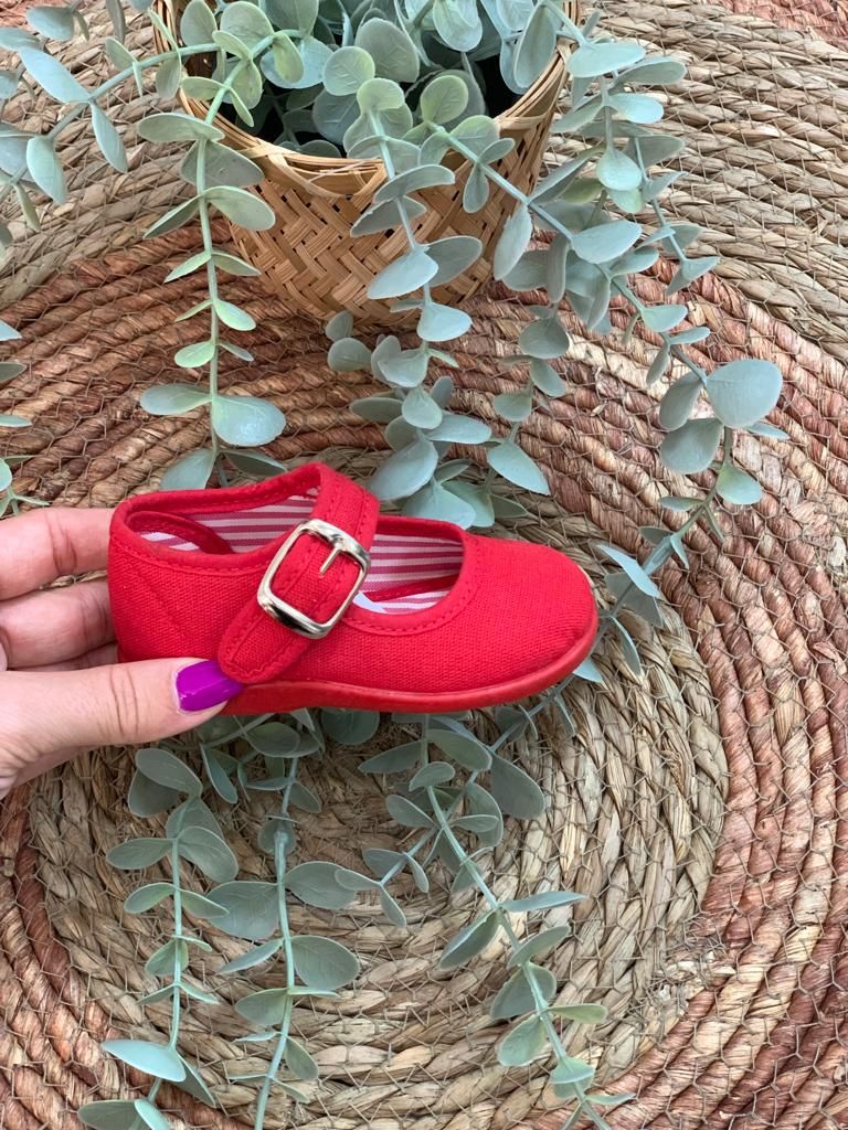 MERCEDITA LONA DE HEBILLA NIÑA ROJO