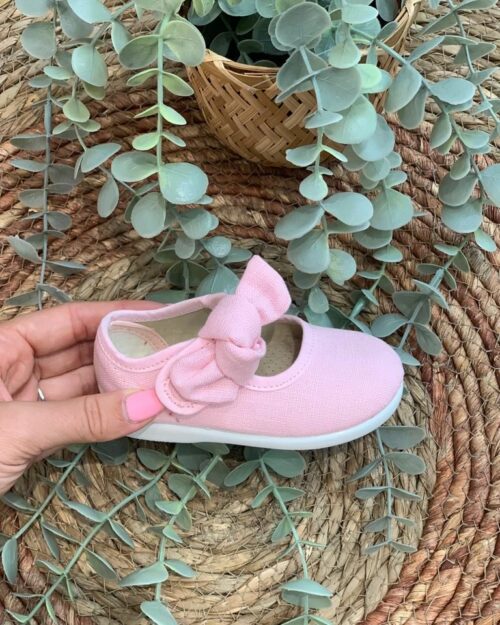 MERCEDITA LONA DE VELCRO CON LAZO DE NIÑA ROSA