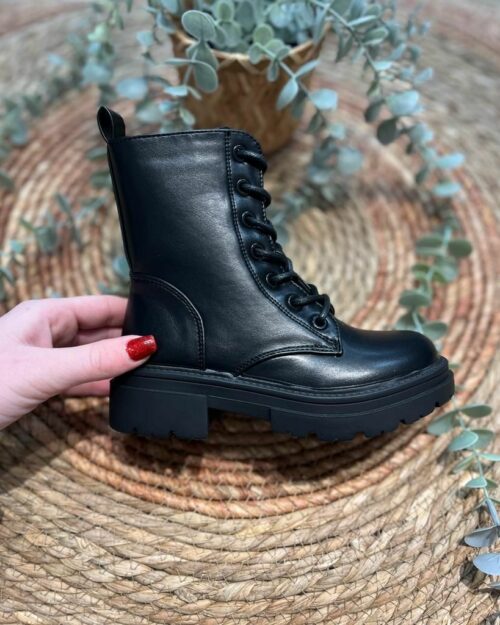 Bota Militar Niña Negro