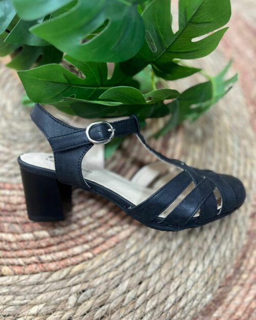 Calzado confortable talón fuera de 6cm de tacón negro