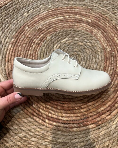 Calzado blucher de polipiel cordones beige