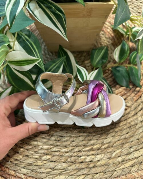 Sandalia tiras cruzadas de niña multicolor - ANABEL