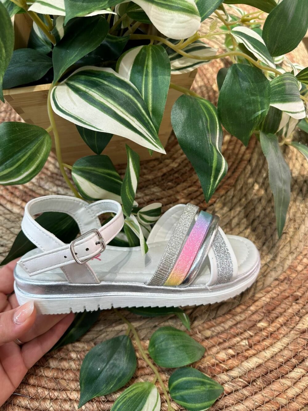 Sandalia niña blanca y multicolor - MARIBEL