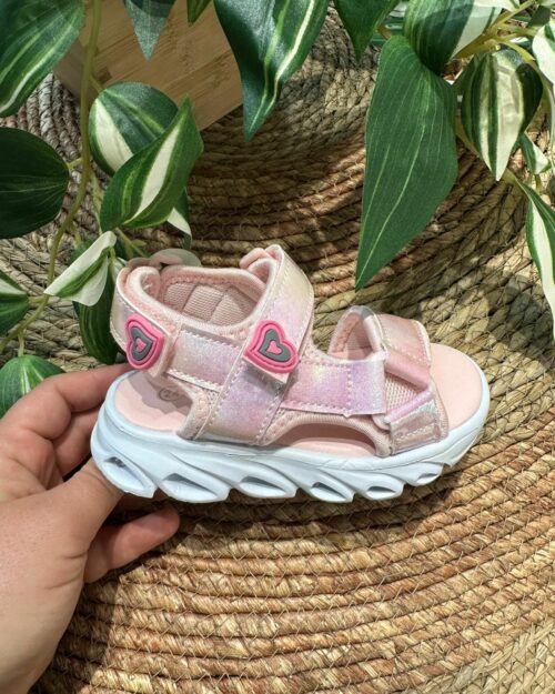 Sandalia deportiva de luces niña rosa pastel