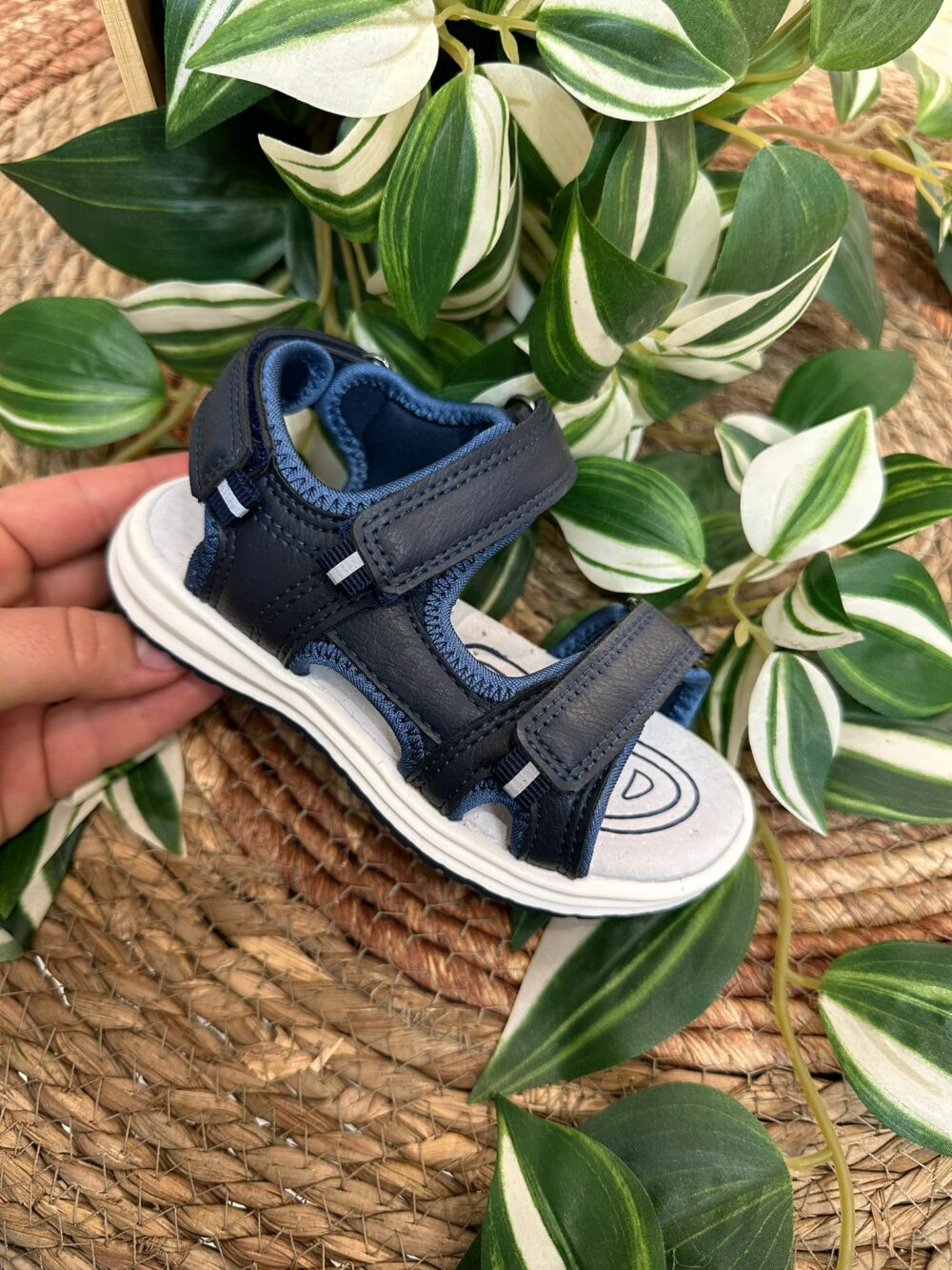Sandalia niño deportiva doble velcro azul marino
