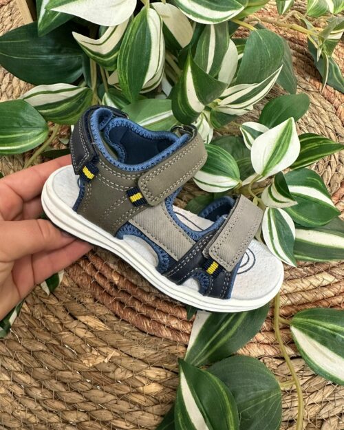 Sandalia niño deportiva doble velcro gris