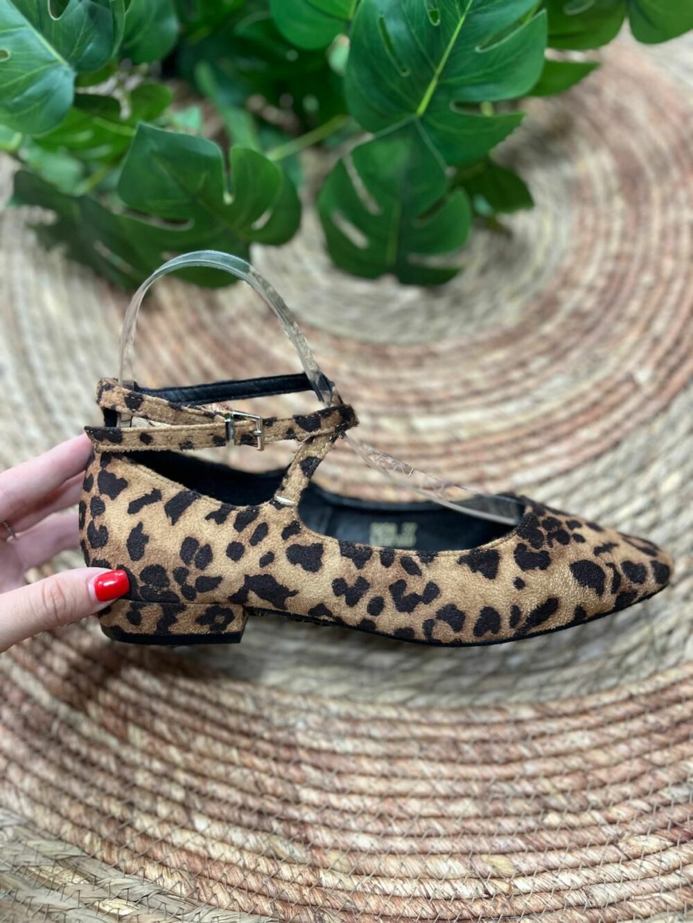 Manoletina leopardo de tira cruzada