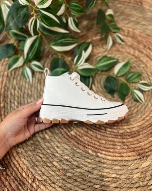 Bota deportiva de niña polipiel blanco