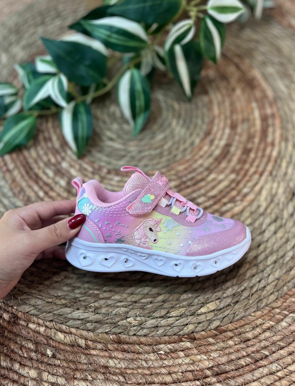 Deportiva rosa unicornio con luces