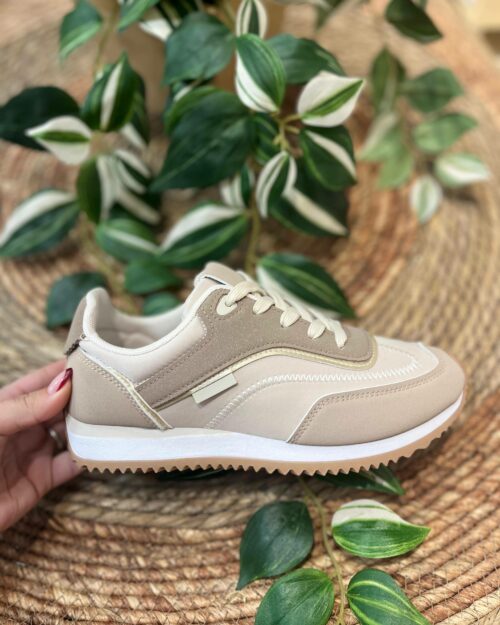 Deportiva de mujer beige y marrón- JIMENA